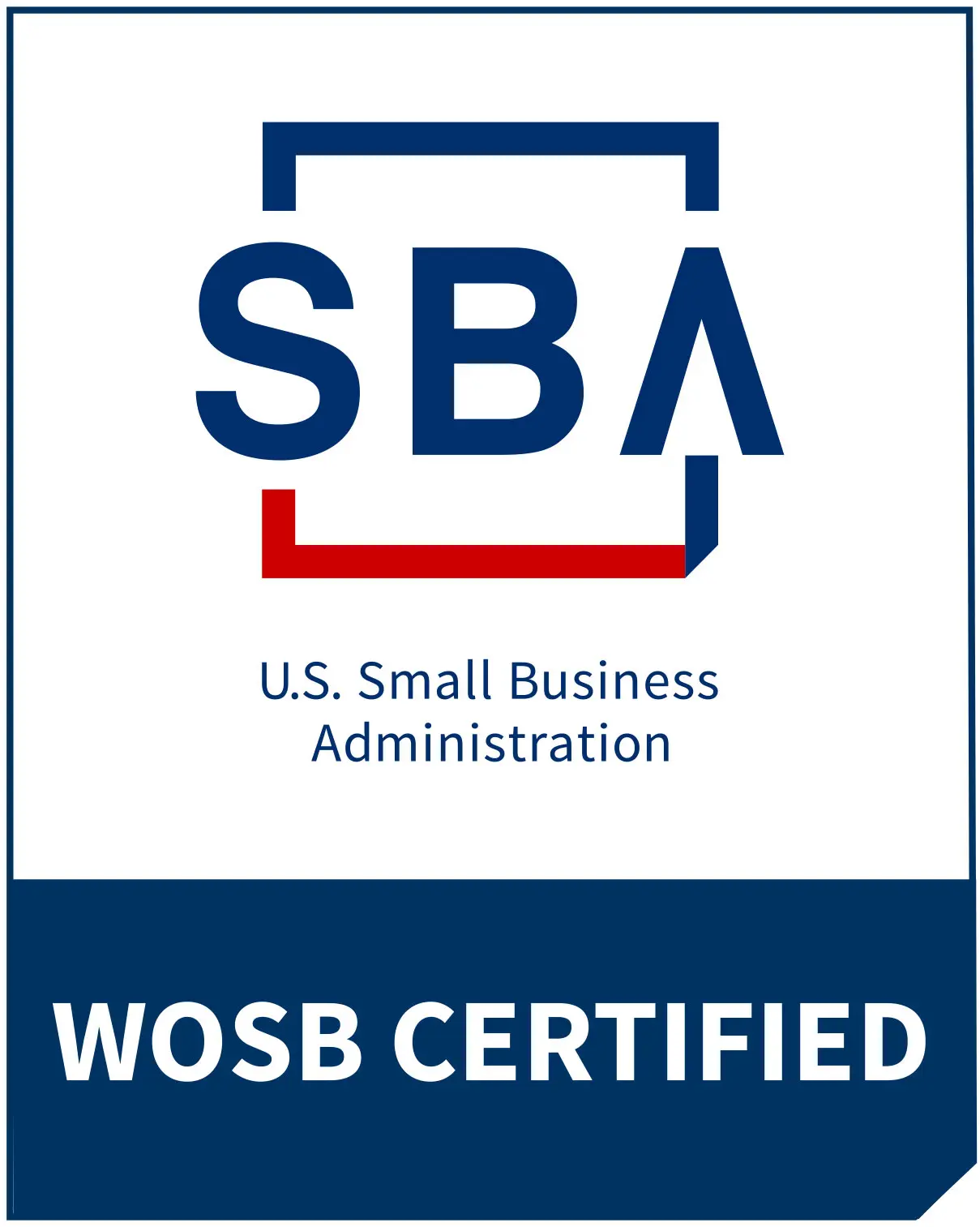 A blue and white logo for the sba